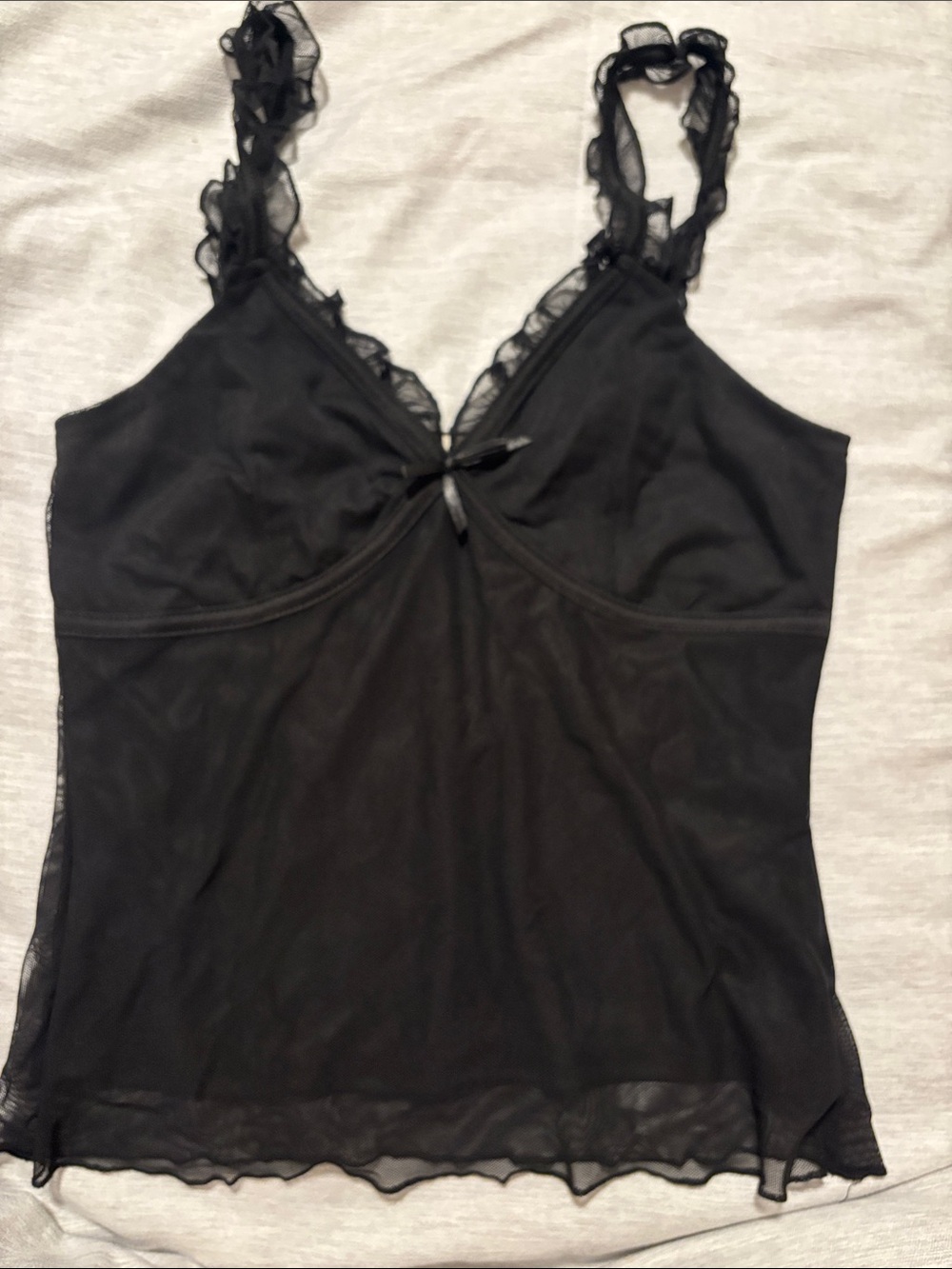 Madden Girl Black Lace-Trim Sheer Camisole Tank Top